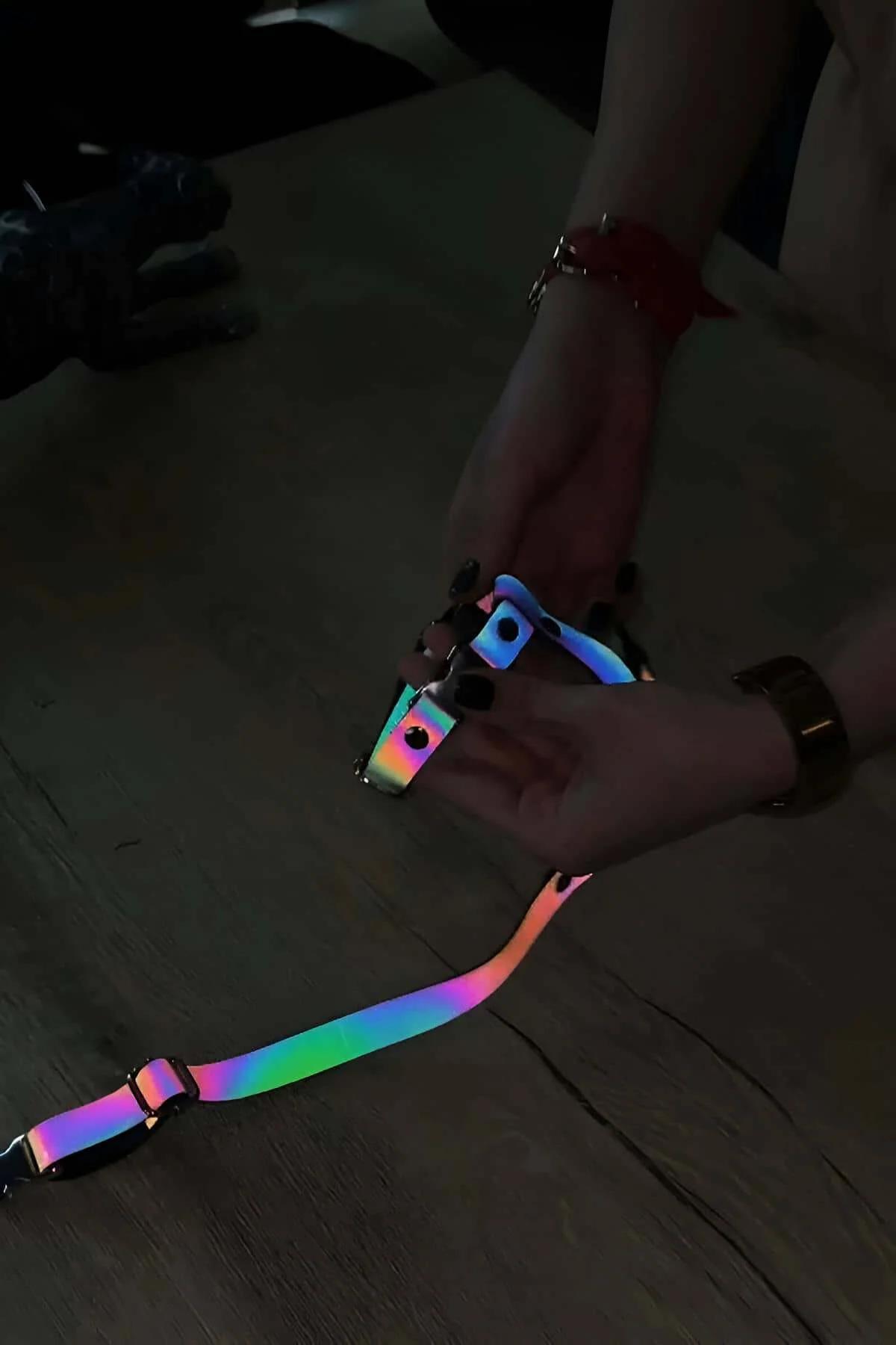Rainbow Reflective Chest Harness with Adjustable Straps