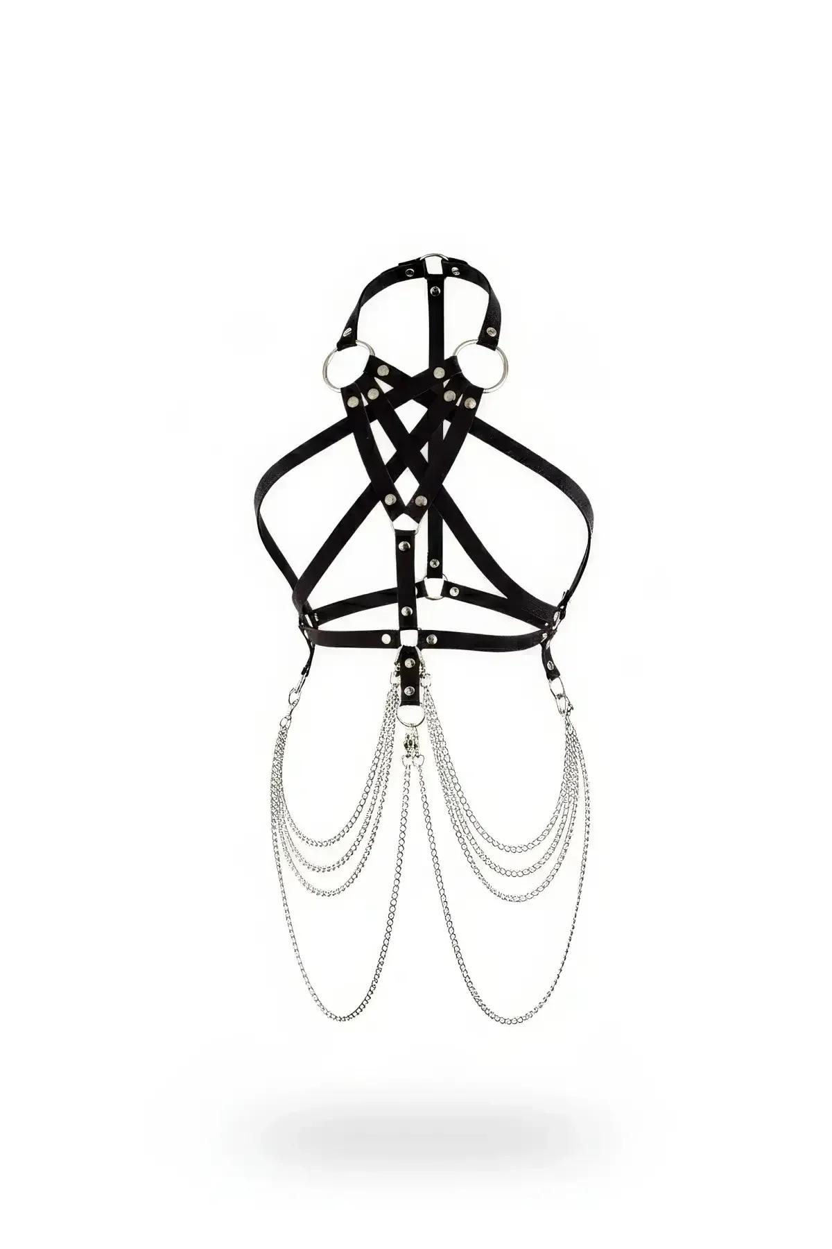 Halter Body Harness with Cascading Chains