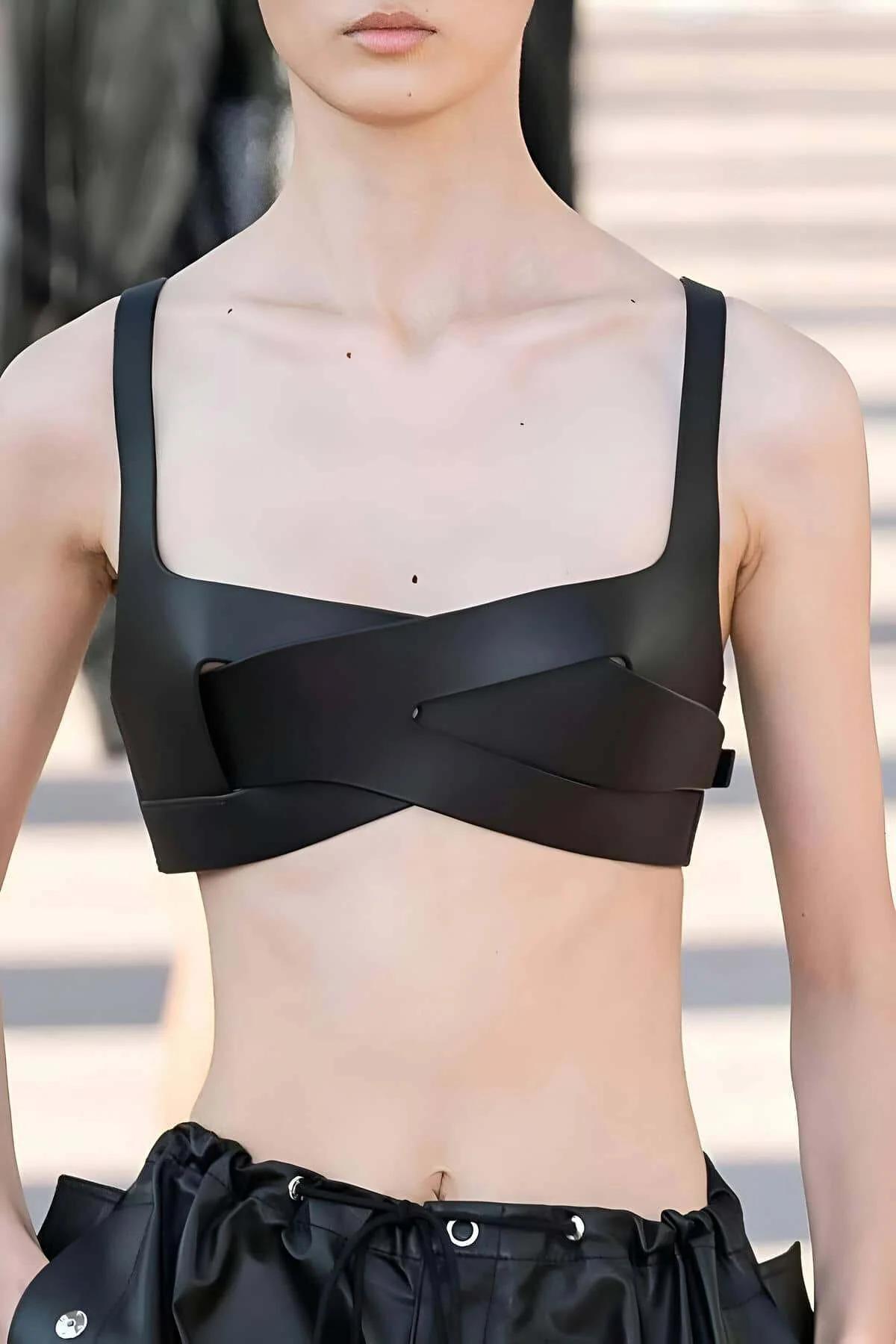Leather Bra Top - Fashion Criss-Cross Chest Harness