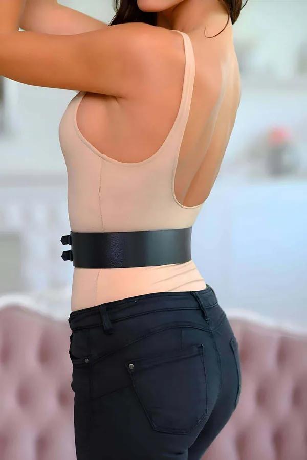 Women's Wide Waist Belt - Double Buckle Cinching Fashion Accessory