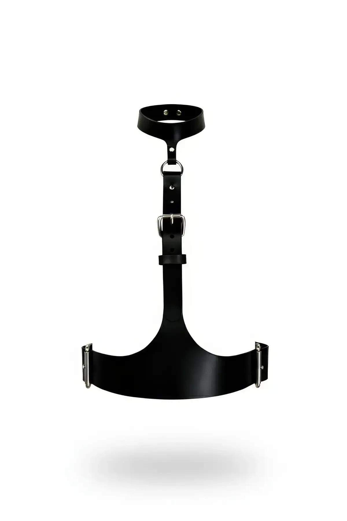 Adjustable Faux Leather Collar to Underbust Harness