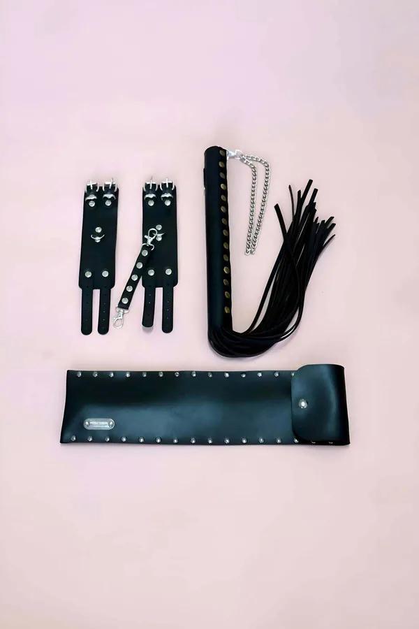 Studded Vegan Leather Fetish-Inspired Accessory Set