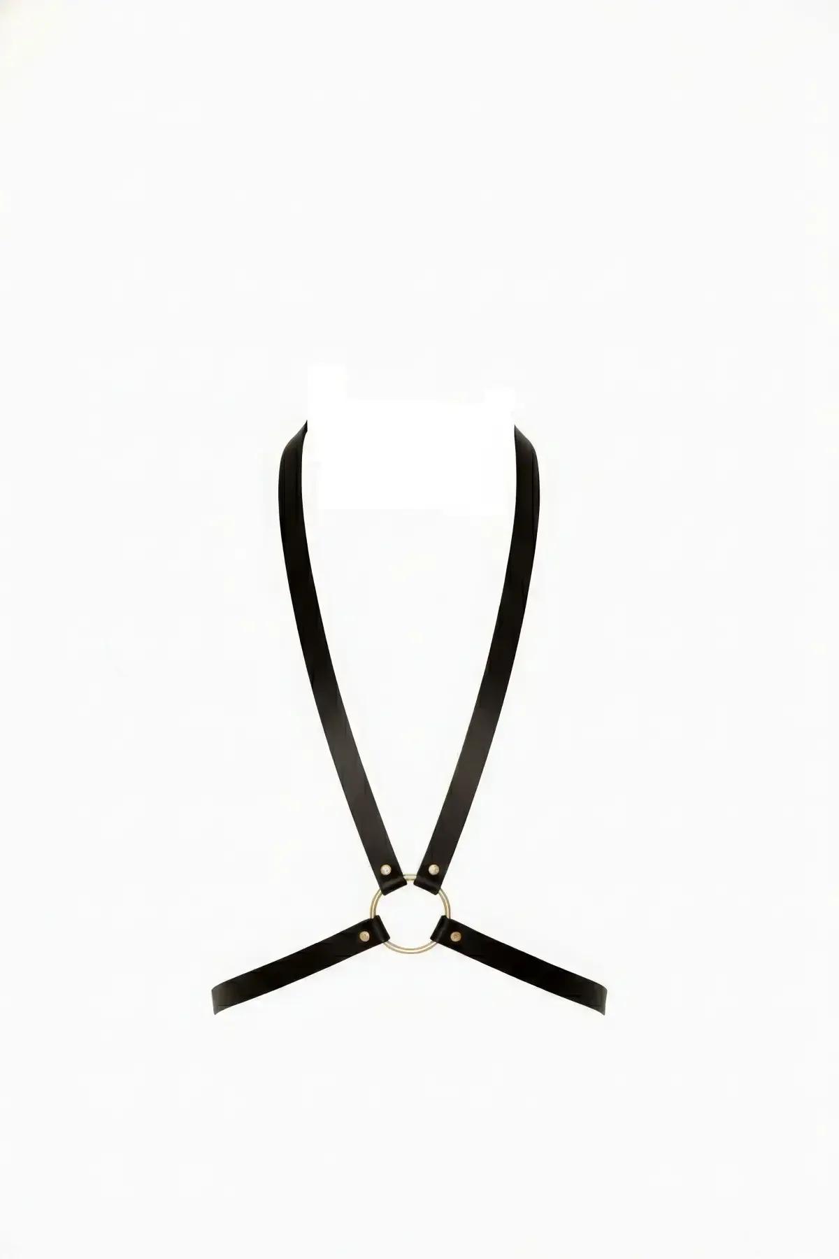 Minimalist Faux Leather Chest Harness with Central O-Ring
