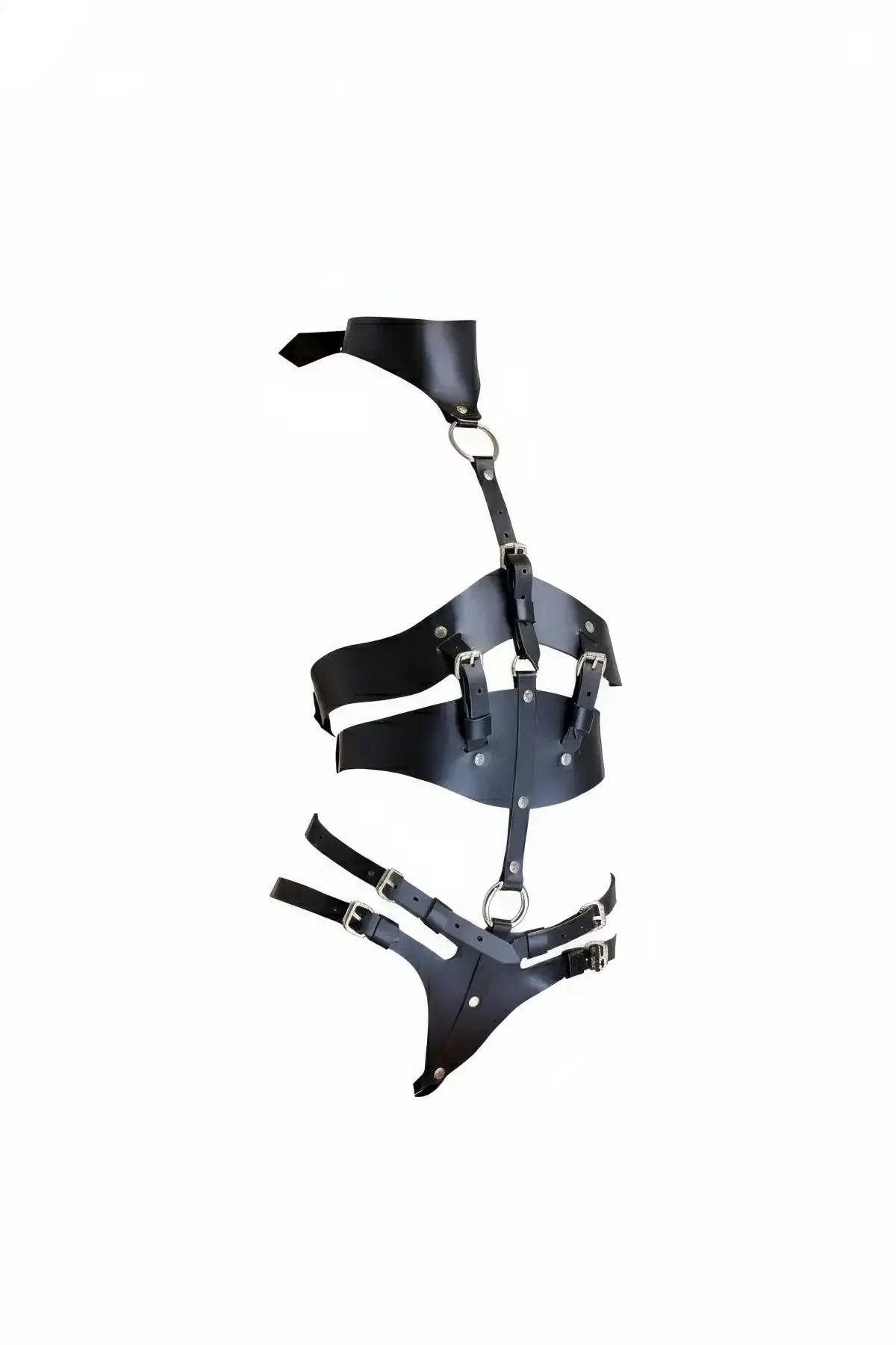 Full Body Harness with Molded Vegan Leather Corset