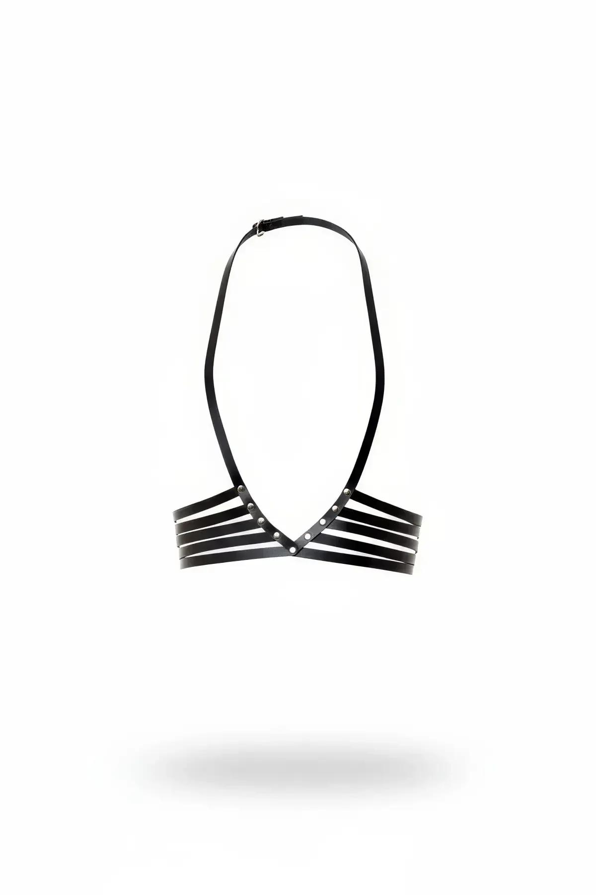 Strappy Halter Harness Bra with Stud Accents