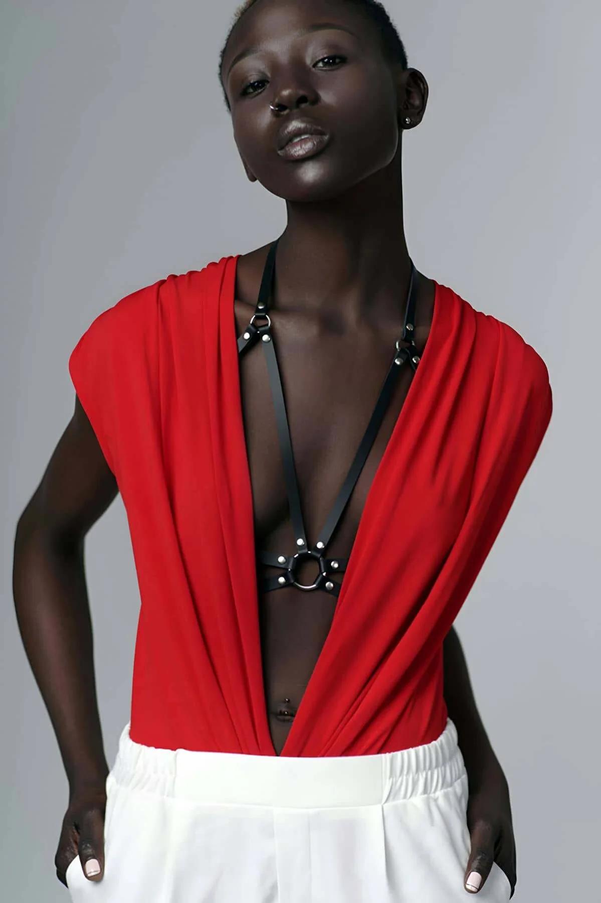 Adjustable Leather Chest Harness for Statement Style