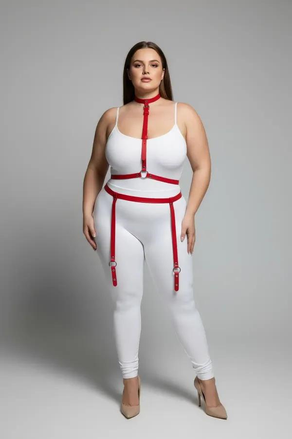 Vegan Leather Full Body Harness with Adjustable Garter Straps