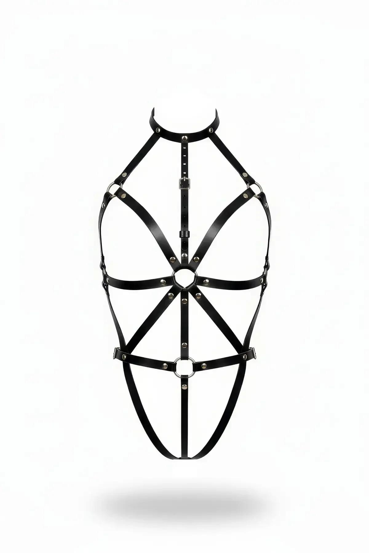 Full Body Leather Harness – Adjustable Black Design