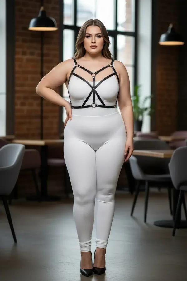 Strappy Faux Leather Body Harness with O-Ring Detail
