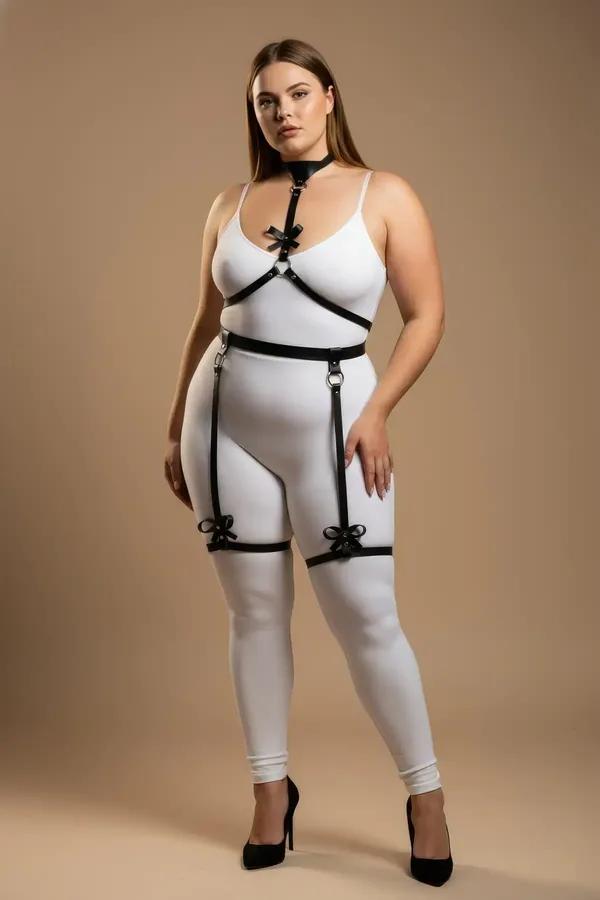 Body Harness with Bow Garter Straps
