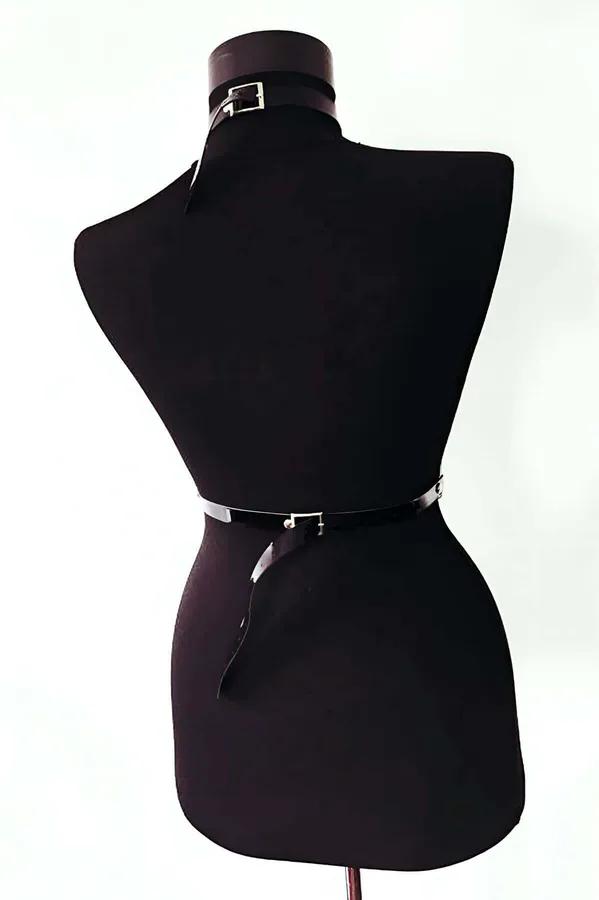 Adjustable Body Harness with Garter Straps - Faux Leather