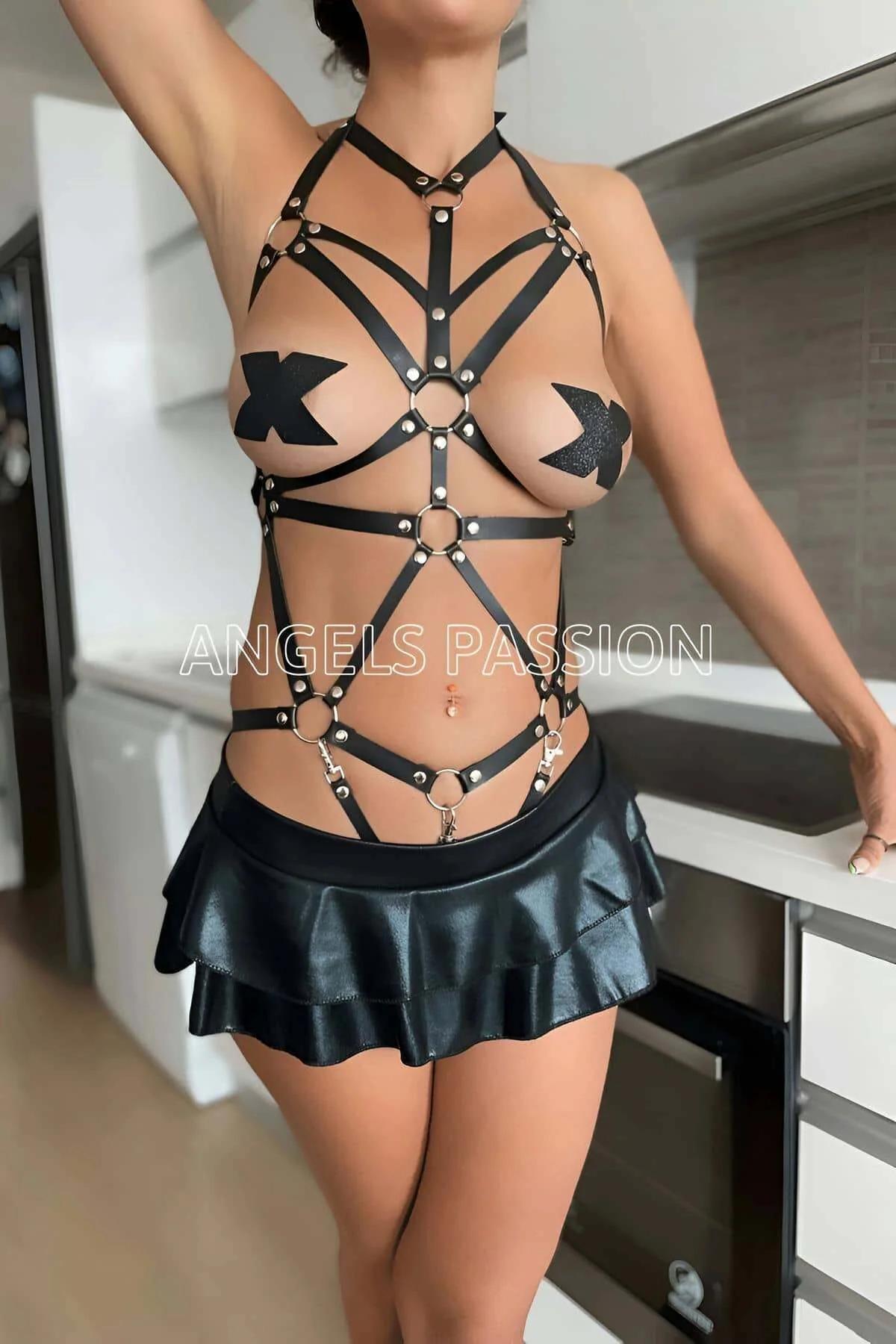 Leather Body Harness for Women - Adjustable Faux Design