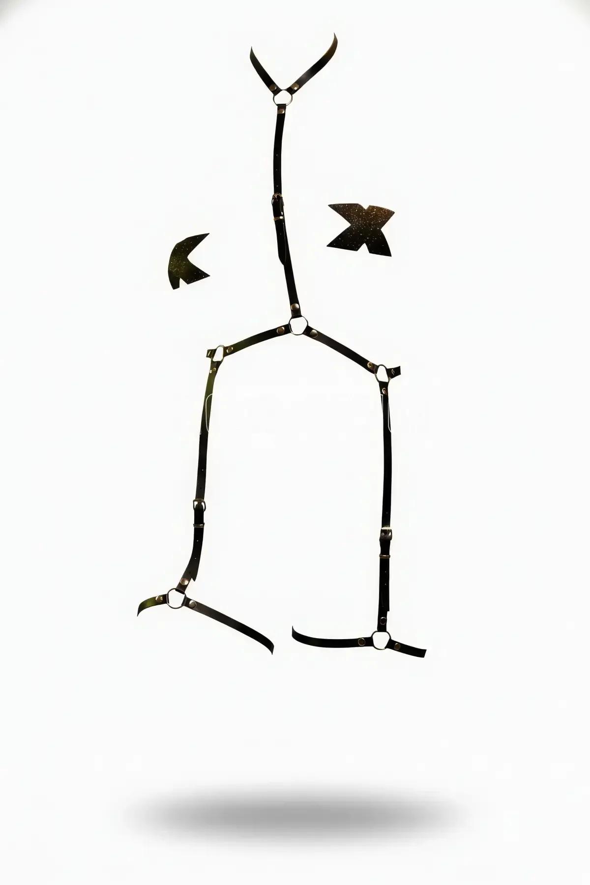 Full Body Faux Leather Harness with Adjustable Leg Garters
