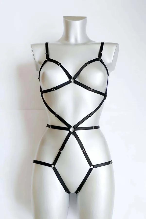 Adjustable Body Harness Strappy Lingerie Top to Bottom