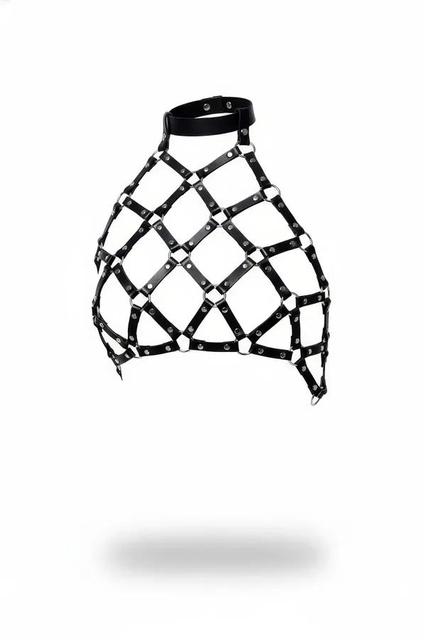 Caged Chest Harness with High-Neck Collar
