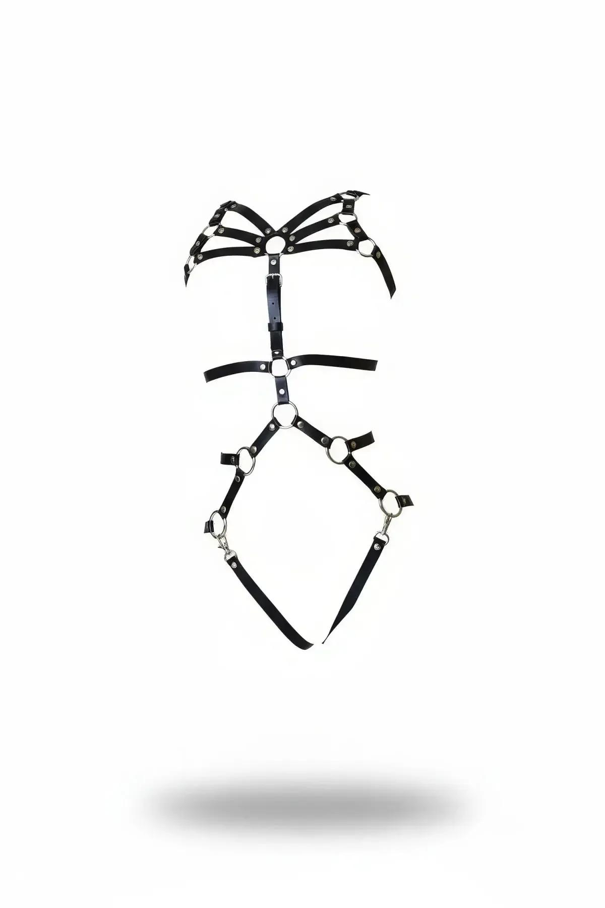 Adjustable Men's Faux Leather Body Harness with Metal Rings