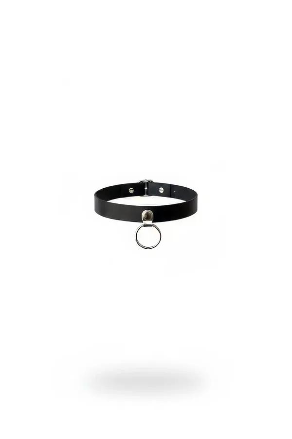 Faux Leather Choker with Silver O-Ring Detail