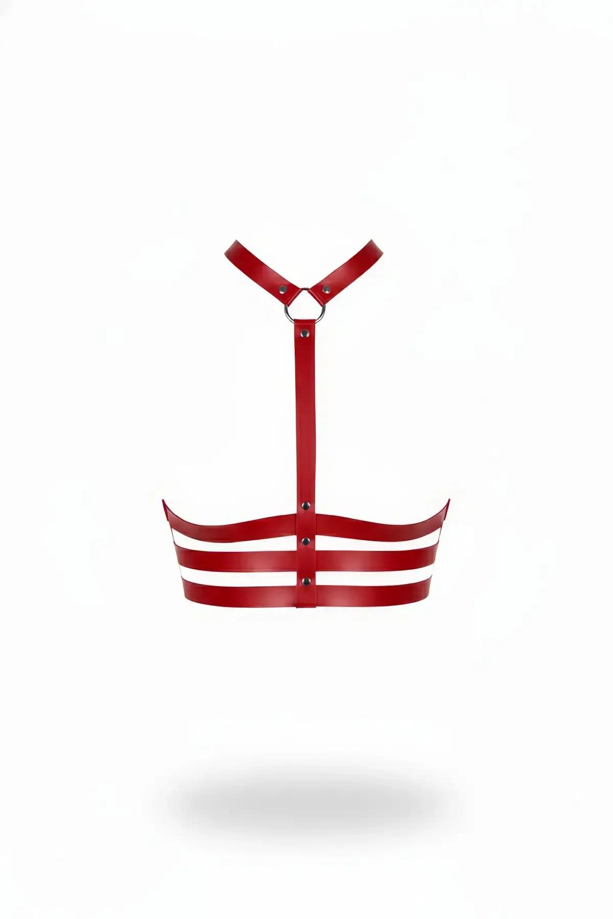 Red Underbust Harness with O-Ring Chest Straps