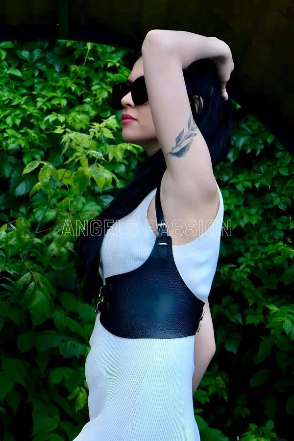Women's Leather Harness Belt Adjustable Statement Chest