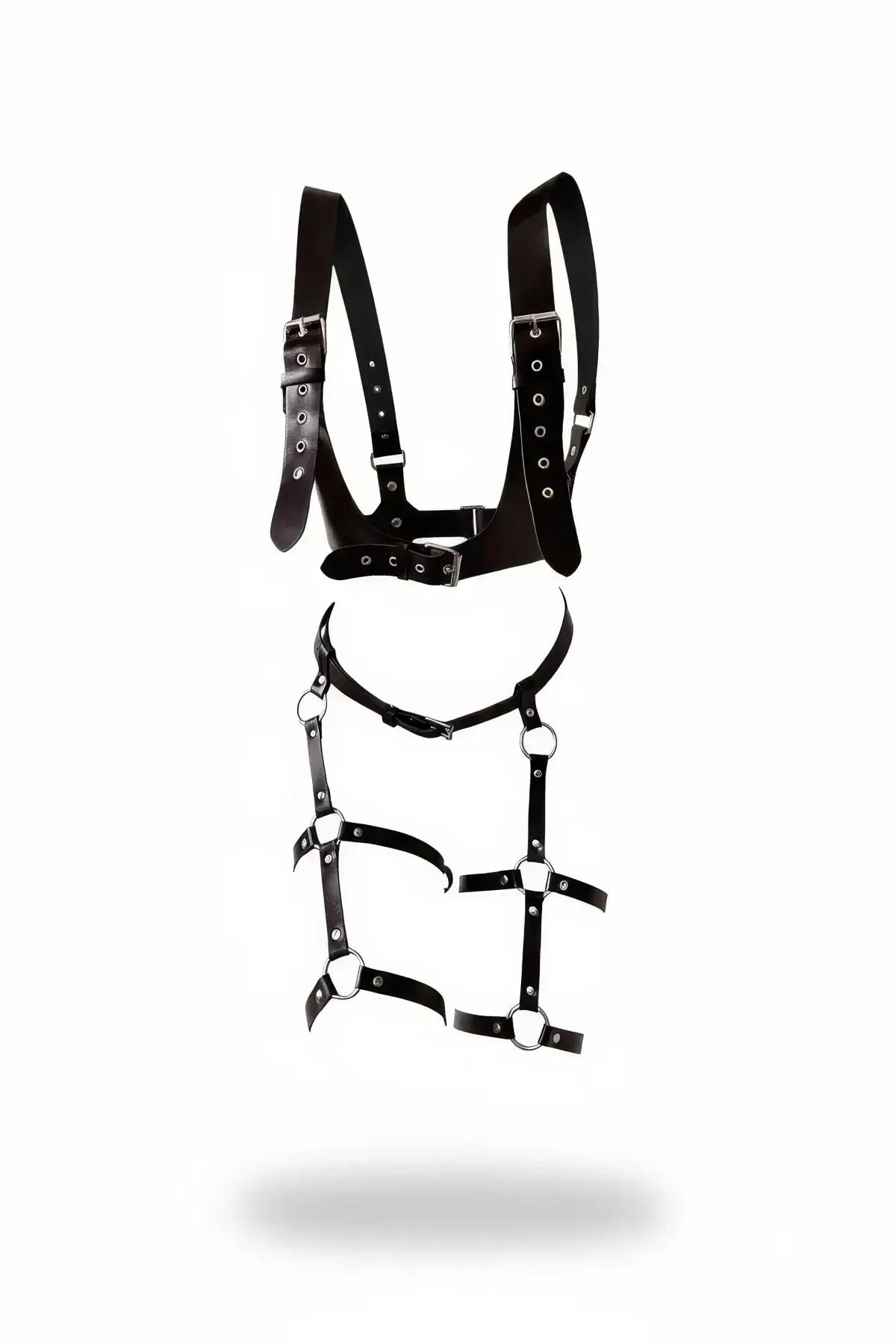 Full Body Harness with Leg Straps and Buckle Detail