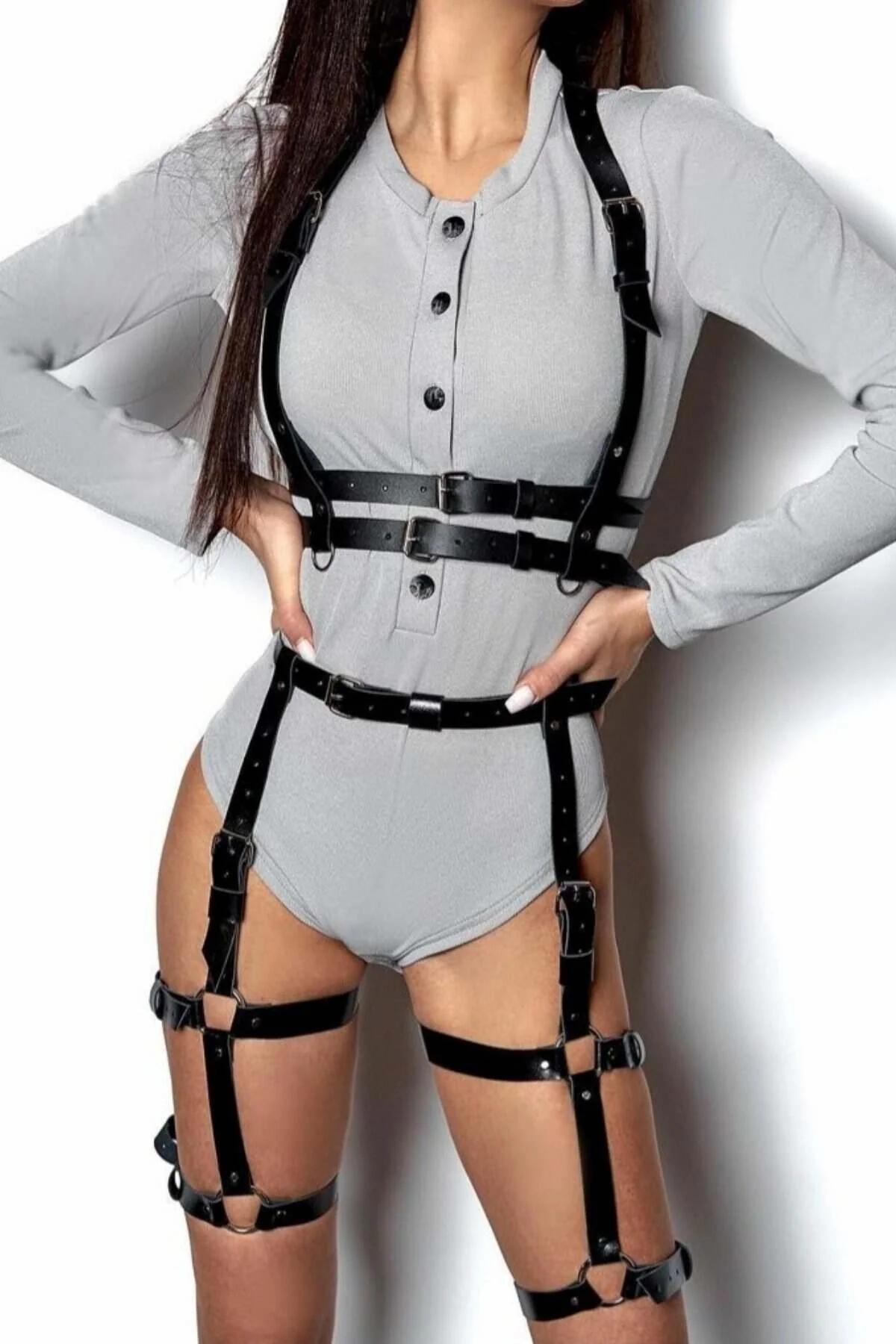 Leather Body Harness Set | Adjustable Waist & Leg Garter Belts