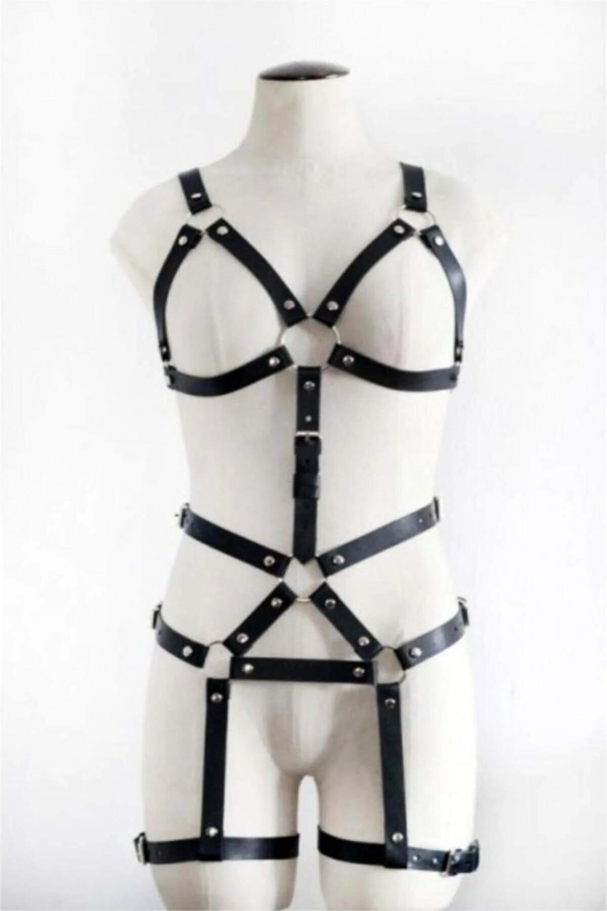 Body Harness for Women - Adjustable Black Leather Straps
