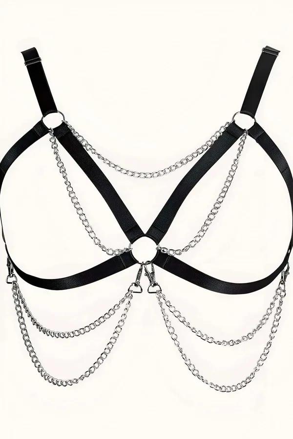 Adjustable Women's Chain Body Harness - Plus Size Fit