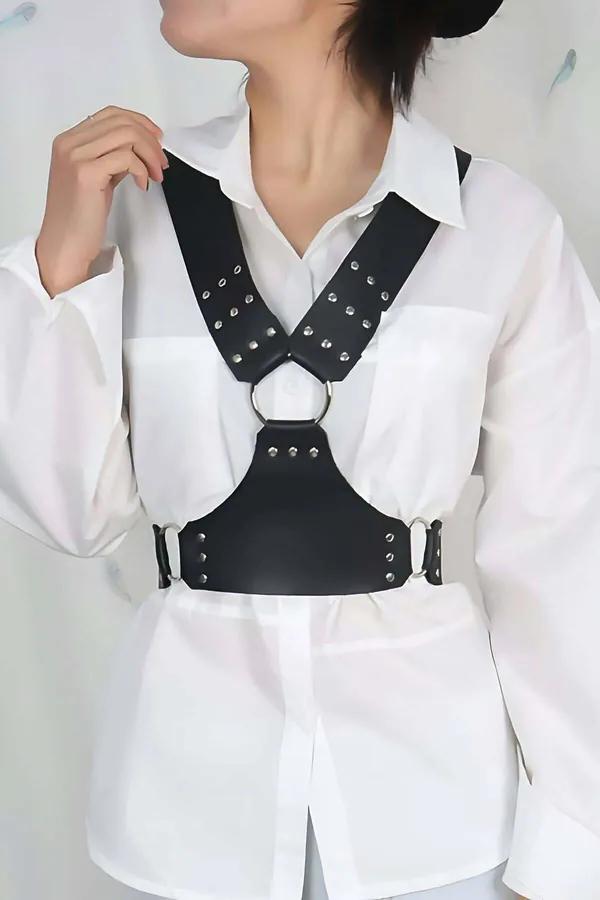 Fashion Chest Harness Body Belt - Adjustable Studded Style