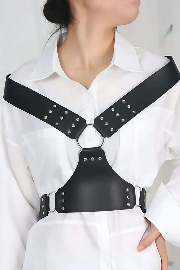 Fashion Chest Harness Body Belt - Adjustable Studded Style