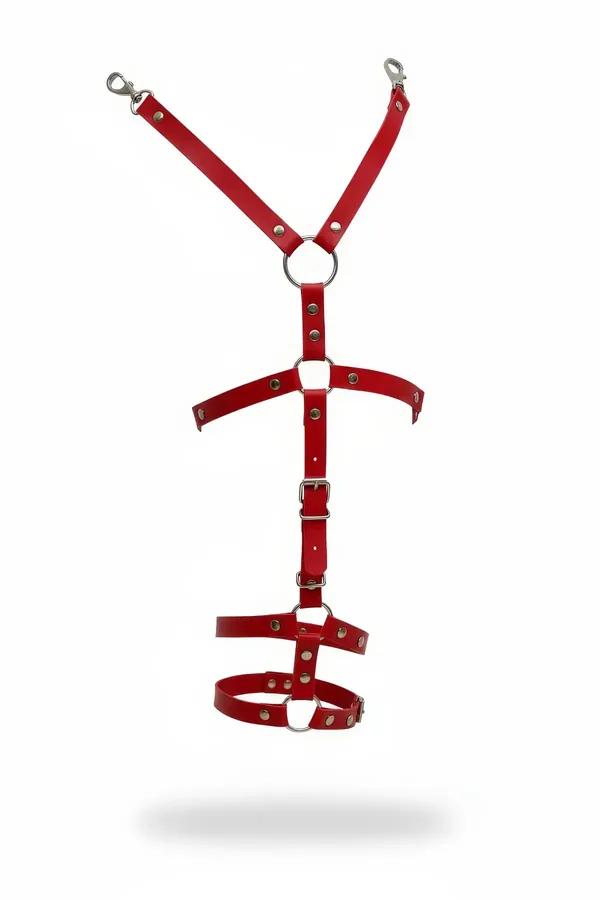 Red Faux Leather Full Body Harness