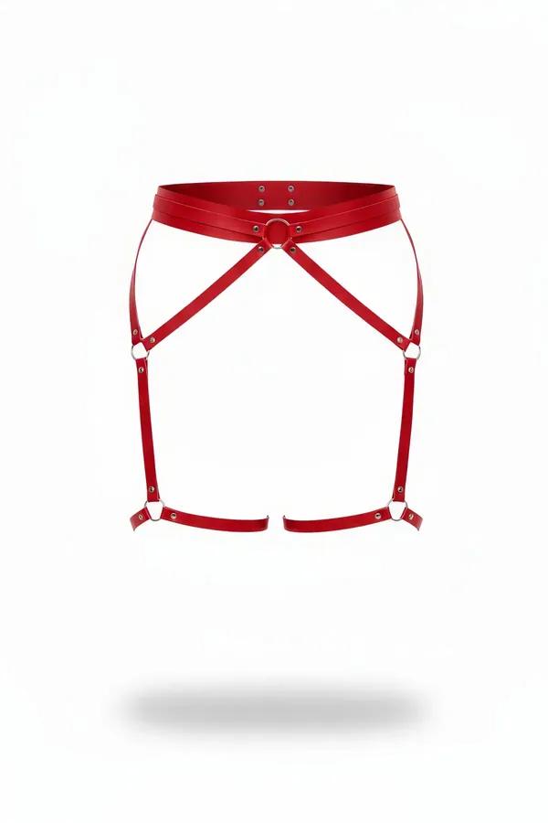 Red Garter Harness with Ring Detail