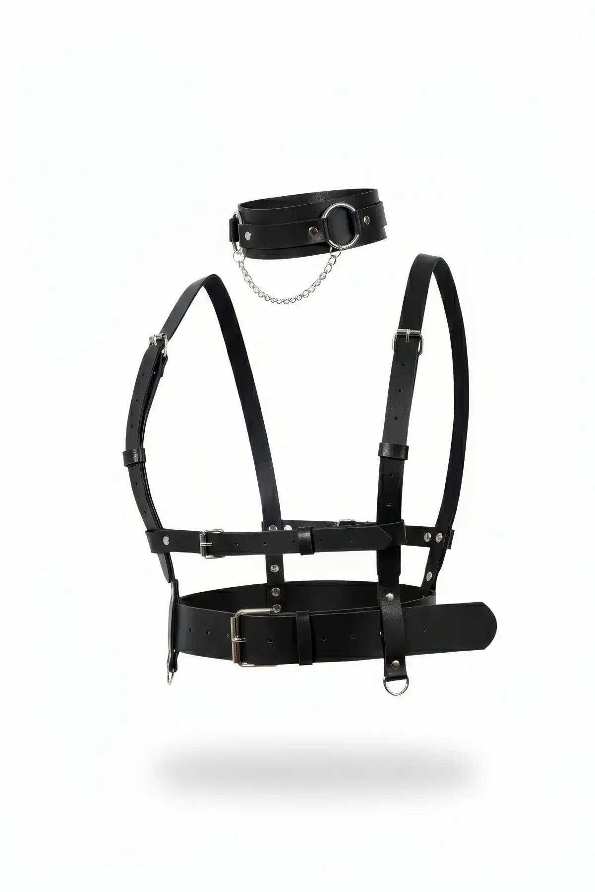 Body Harness with Choker & Chain Set