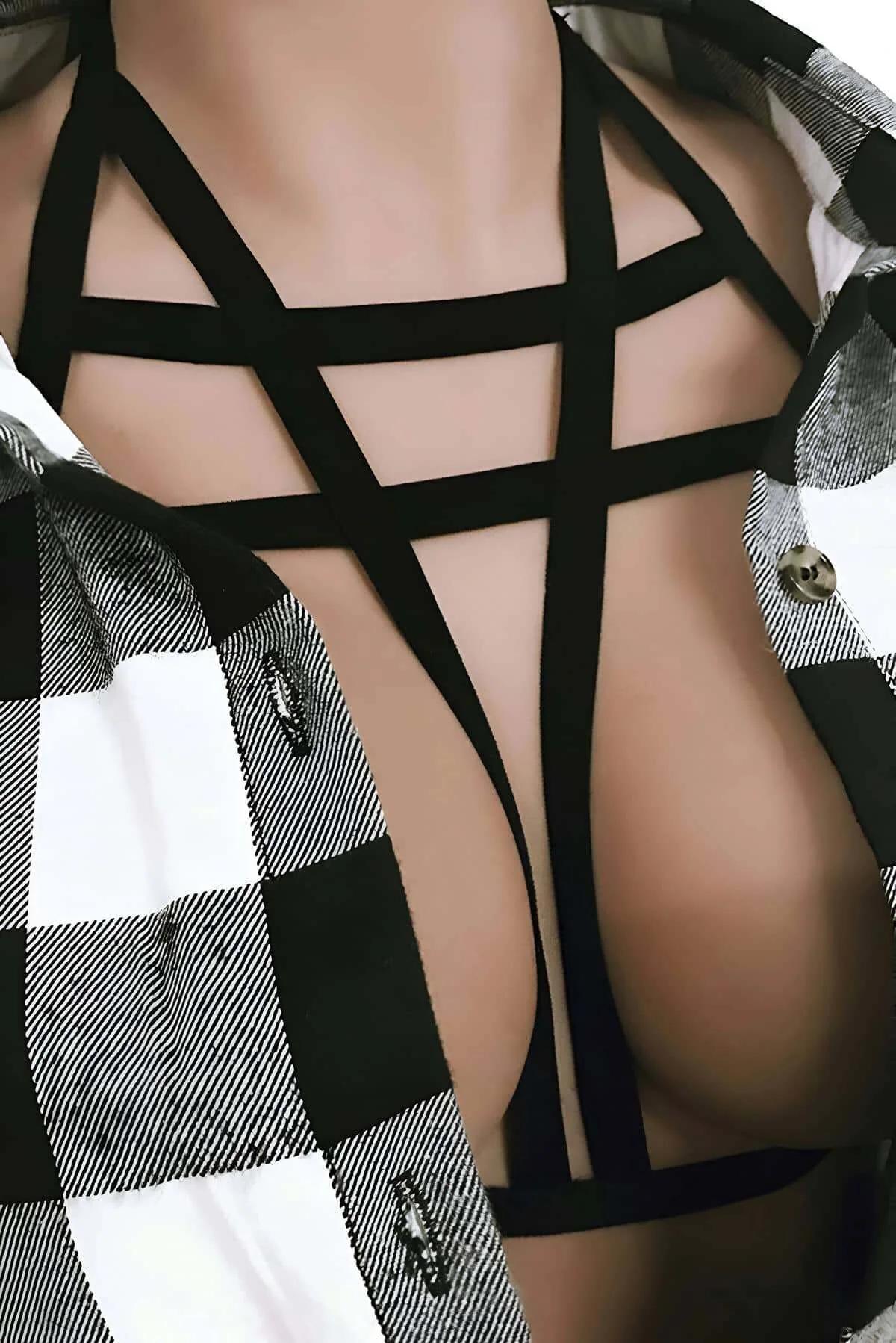 Women's Black Strappy Body Harness - Adjustable Fit