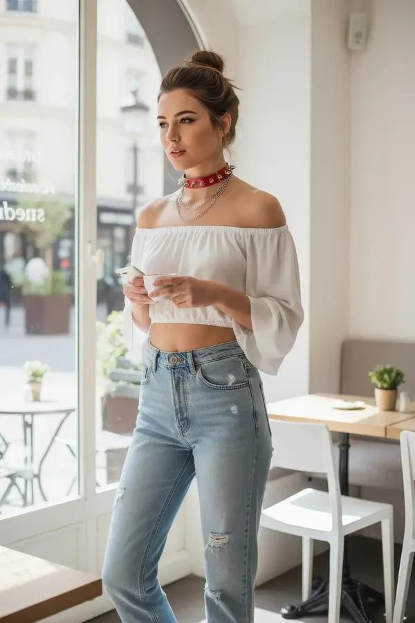 Studded Faux Leather Choker Collar