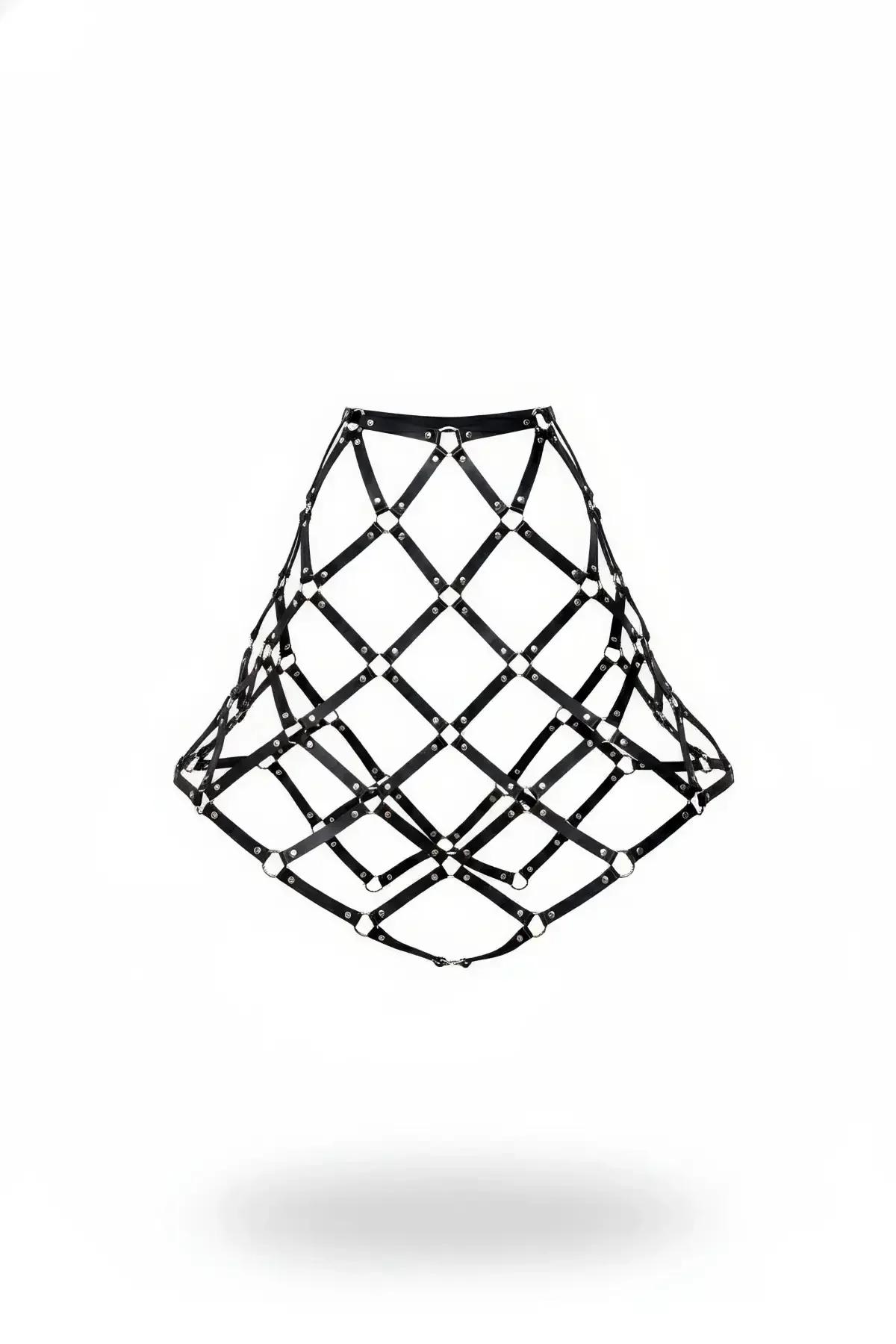 Diamond Lattice Cage Skirt Harness with Studs