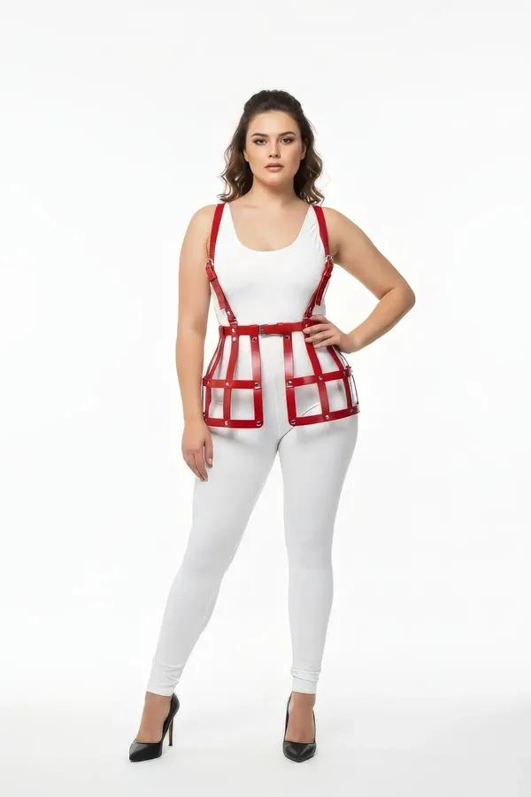 Red Caged Underbust Harness Vest Top