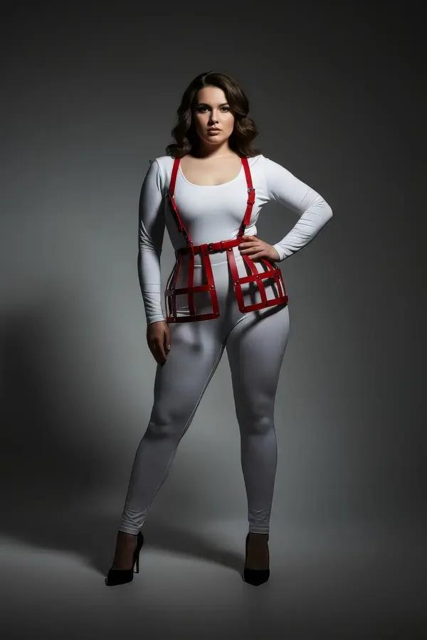 Red Caged Underbust Harness Vest Top