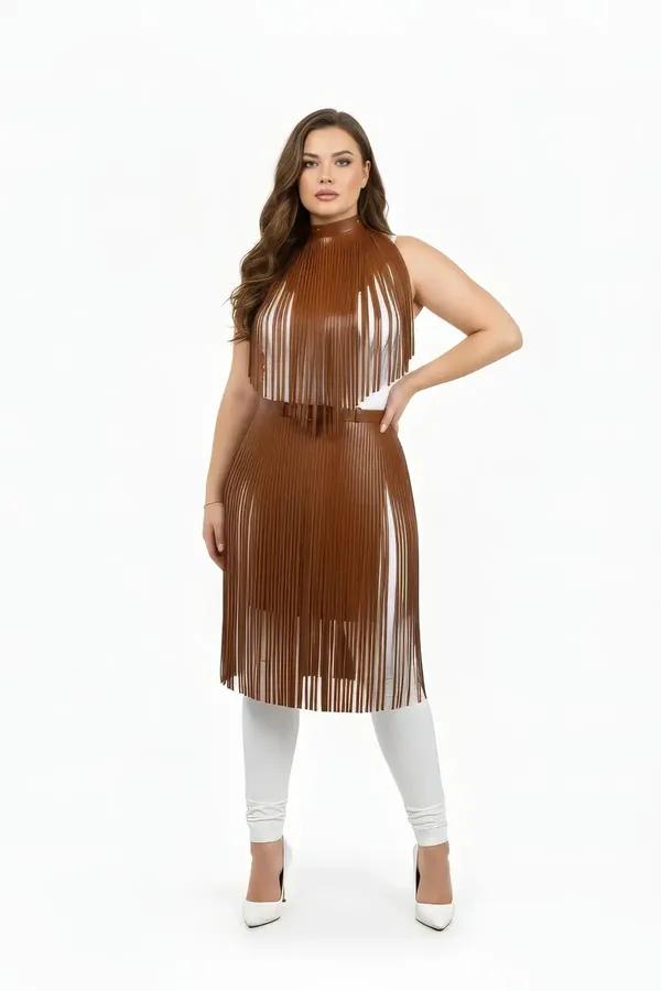 Fringed Faux Leather Layering Body Harness
