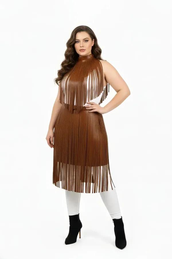 Fringed Faux Leather Layering Body Harness