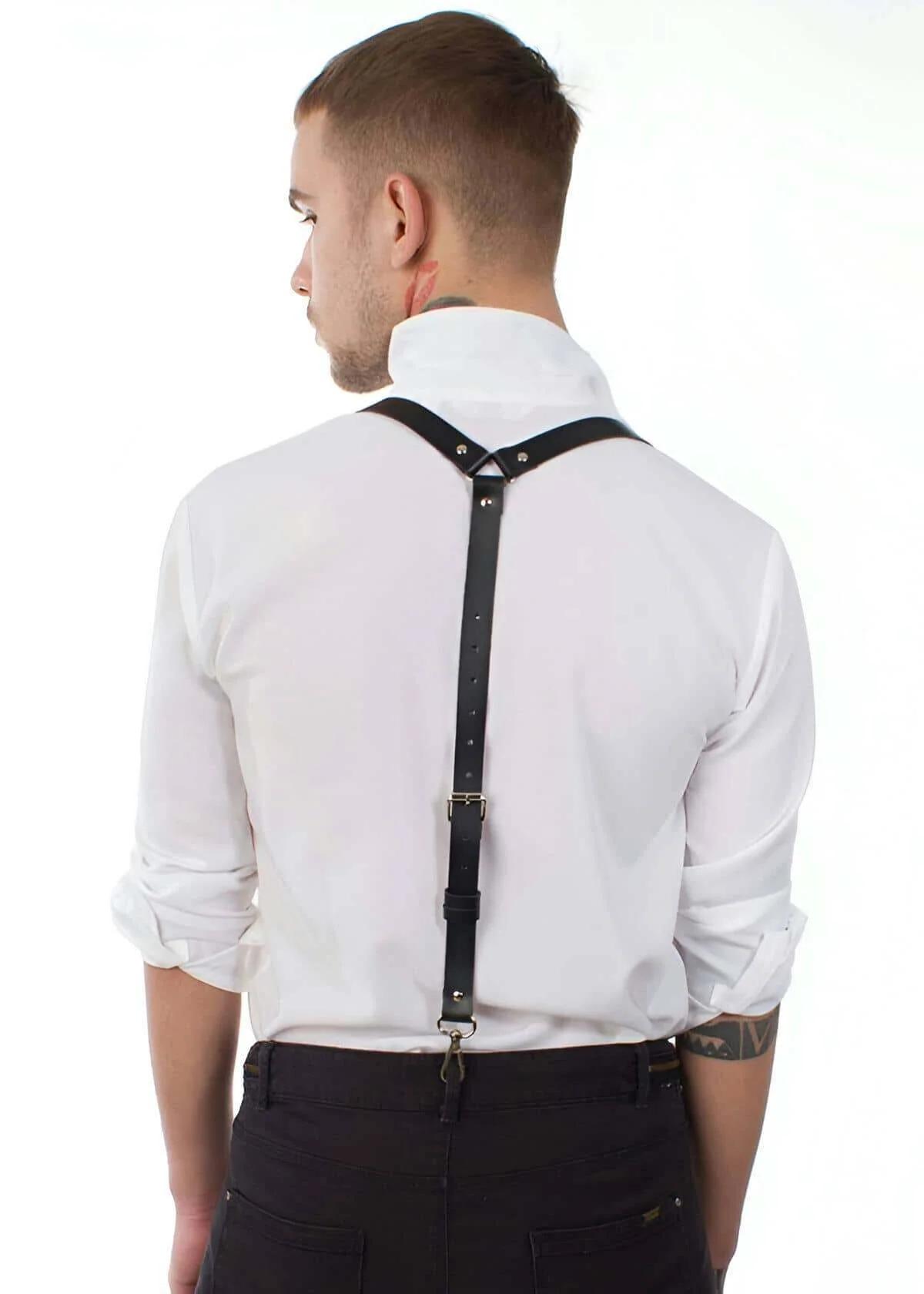 Men's Leather Harness Adjustable Y-Back Body Strap