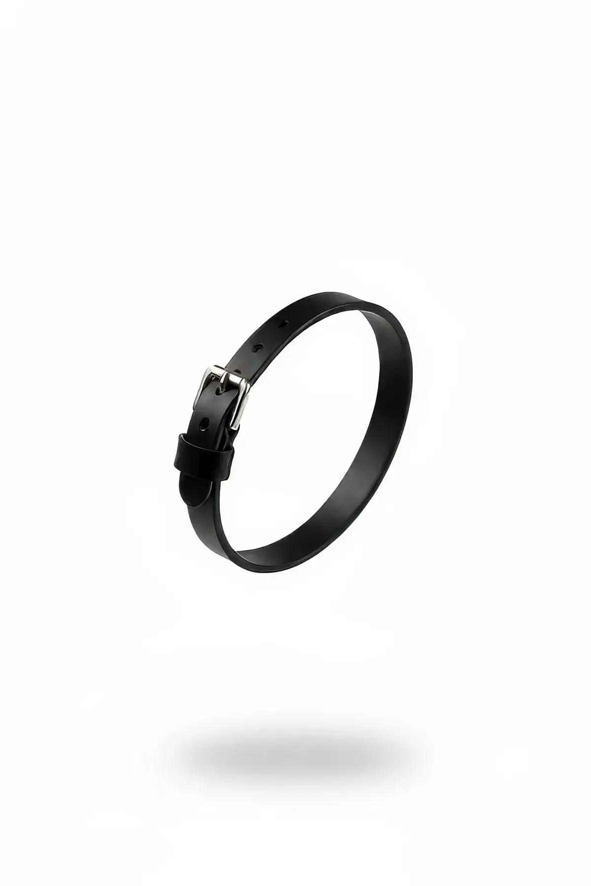 siyah suni deri ince bileklik gümüş tokalı 1 cm kayış minimalist aksesuar