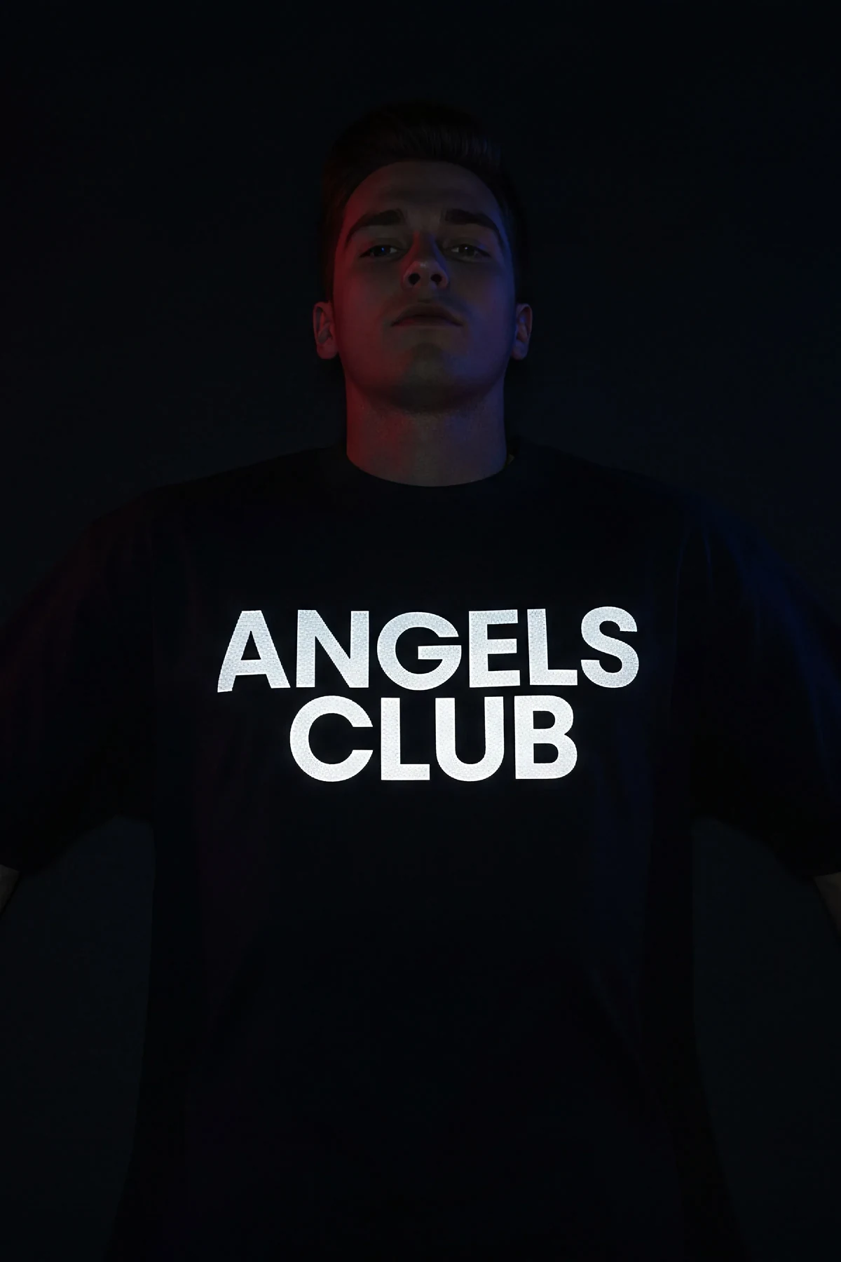 Men's Black Oversized Reflective T-Shirt with Unique Print