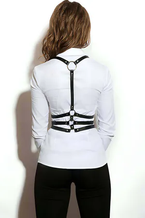 Faux Leather Chest Harness for Women - Adjustable Fashion Accessory