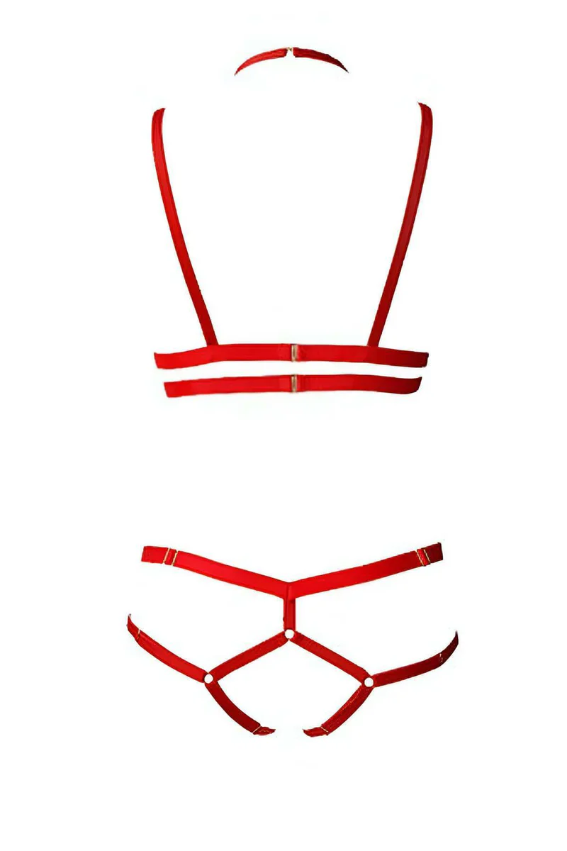Sexy Harness Set for Women - Adjustable Red Strappy Lingerie