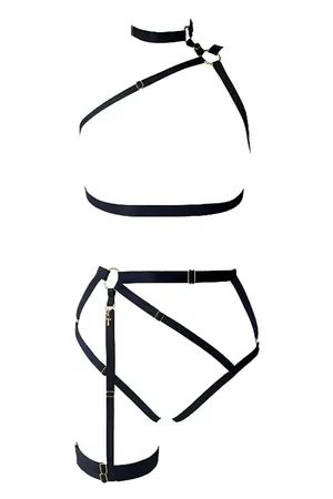 Women's Body Harness Set with Choker & Garter Strap
