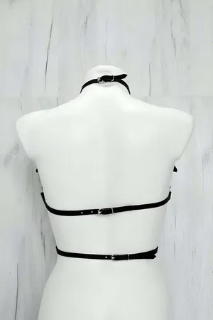 Faux Leather Chest Harness for Women – Adjustable Body Straps