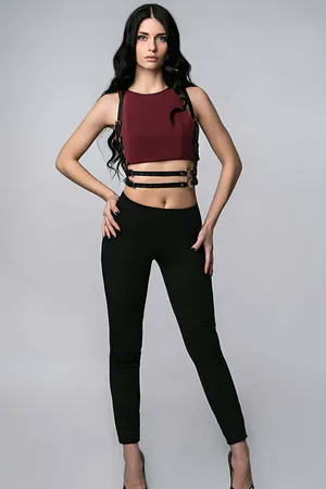 Womens Faux Leather Chest Harness Belt – Adjustable Fashion Body Accessory