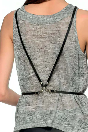 Adjustable Faux Leather Chest Harness - Fashion Body Accessory