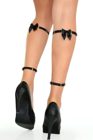 Below Knee Sexy Rubber Harness - APFT175