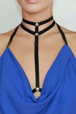 Stylish Double Row Elastic Harness on Neck - APFT84
